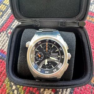 Tockr Chronograph Stainless Silver 45mm Watch New